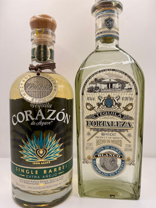 PITCH Corazon Extra Anejo Tequila finished in Blanton's Boomerang Single Barrel, and Fortaleza Blanco Tequila
