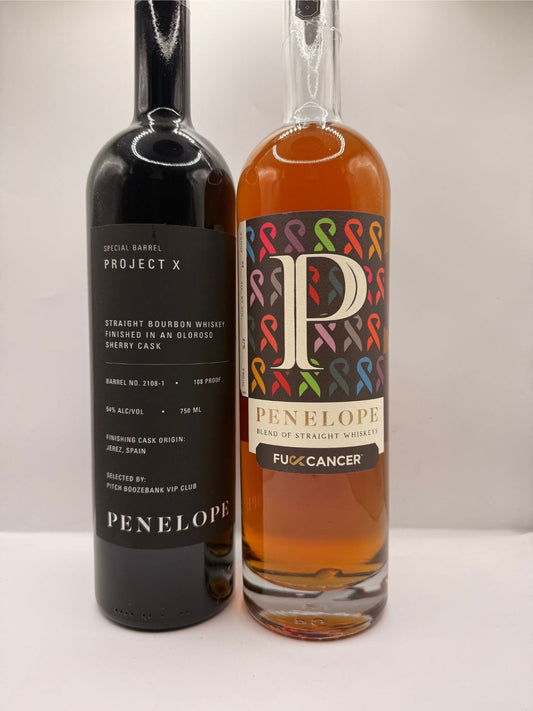 PITCH Penelope Project X Oloroso Finished Single Barrel Bourbon, Penelope F*ck Cancer Straight Whiskey